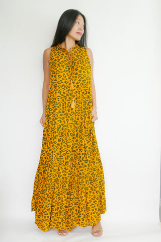 Dress Amor - Leo Print Mustard (Matching Mask Included)