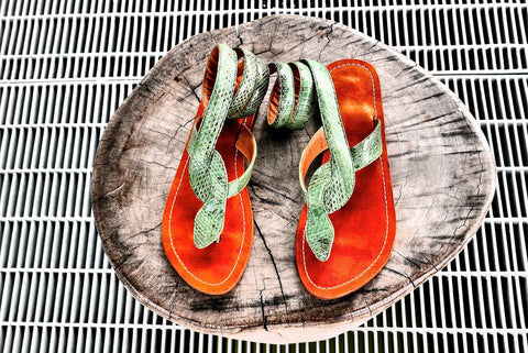 Snakeskin Sandals - Green