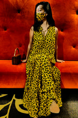 Dress Dom - Leo Print Mustard (Matching Mask included)