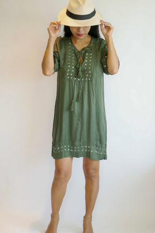 Dress Flora - Olive (Matching Mask Included)