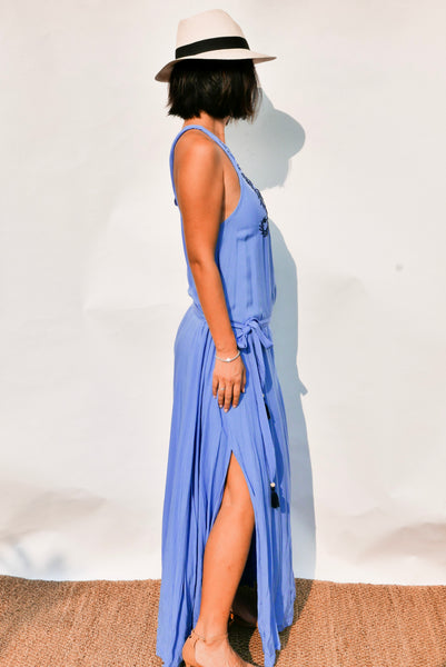 blue dress for baby girl Audrey CL-407 Vintage Style Party Gown in Azure by Nataya – WardrobeShop main image 1