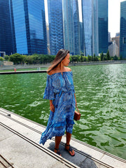 Dress Flora - Ocean Blue (Matching Mask Included)