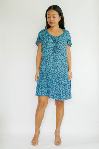 Dress Amor - Leo Print Blue (Matching Mask Included)