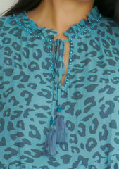 Dress Dom - Leo Print Blue (Matching Mask Included)