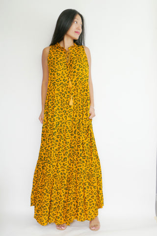 Dress Dom - Leo Print Mustard (Matching Mask included)