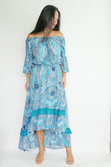 Dress Flora - Ocean Blue (Matching Mask Included)
