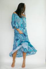 Dress Flora - Ocean Blue (Matching Mask Included)