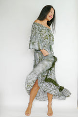 Dress Flora - Olive (Matching Mask Included)