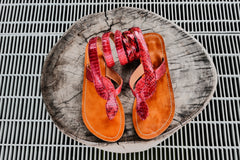 Snakeskin Pattern Sandal - Red
