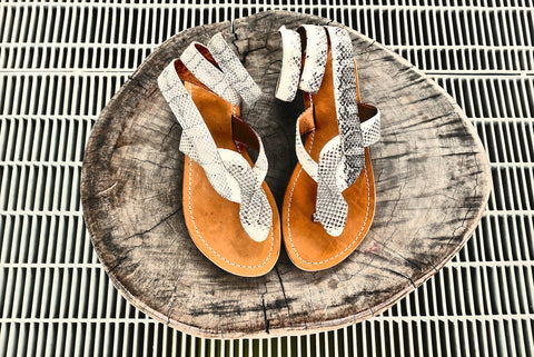 Snakeskin Sandals - White