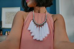 Tassel Round Necklace - White