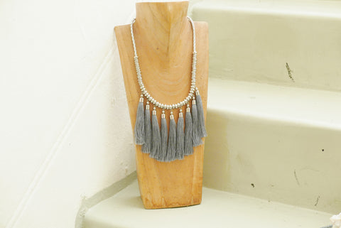 Tassel Round Necklace - Smoke Gray