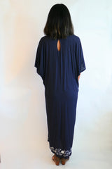 Dress Esta - Charcoal & Off White Embroidery
