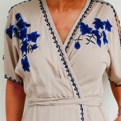Vera Wrap Dress - Creme / Navy