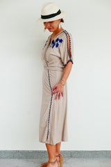 Vera Wrap Dress - Creme / Navy