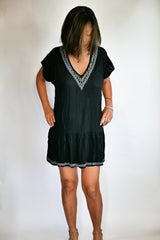 Dress Carmel - Black With Beads