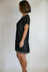 Dress Carmel - Black With Beads